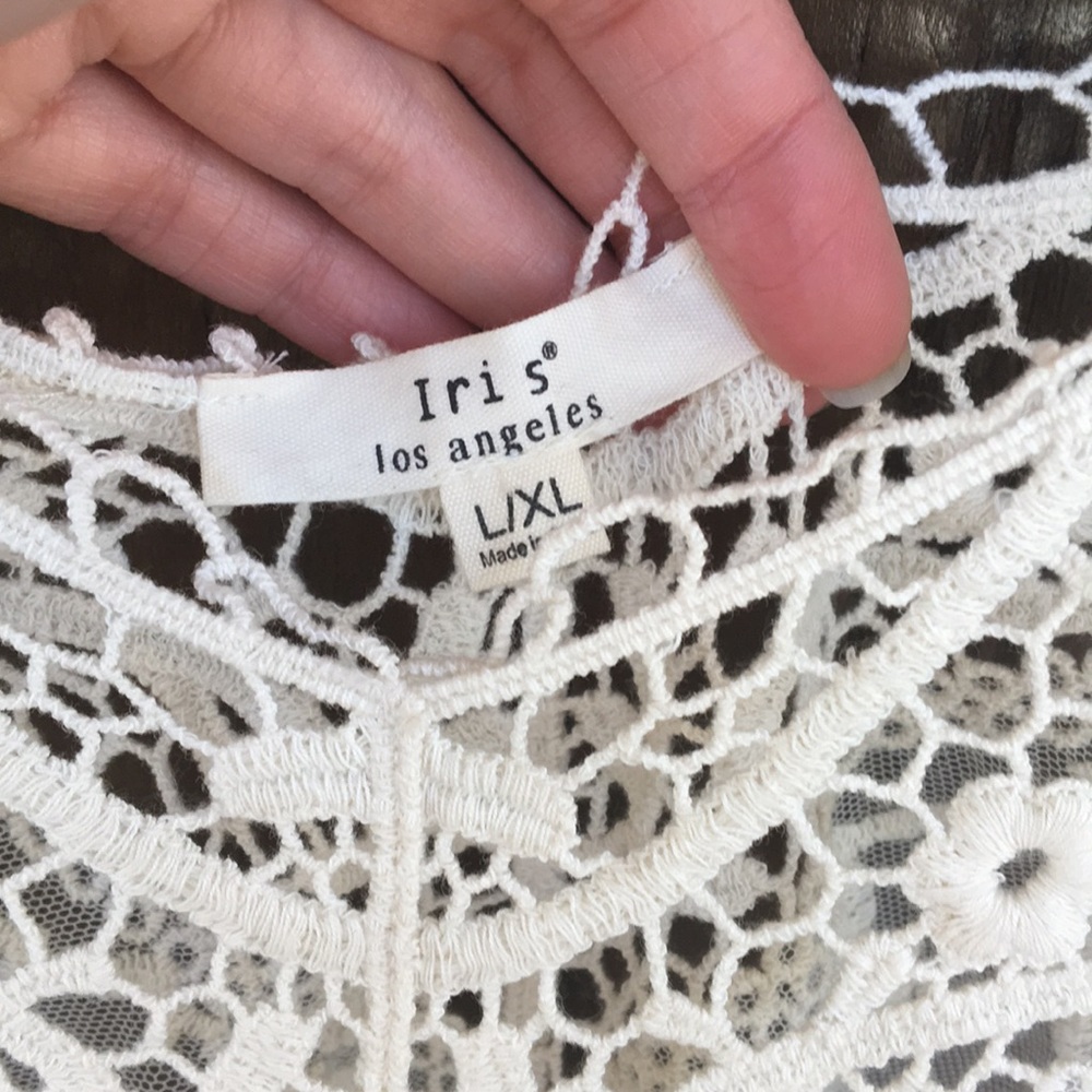 —SOLD—Iris Boho Crochet Mesh Fringe Top S M L XL - Picture 4 of 6